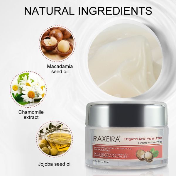 Organic Anti Acne Cream For Face With Macadamia Seed  Jojoba Seed Oil