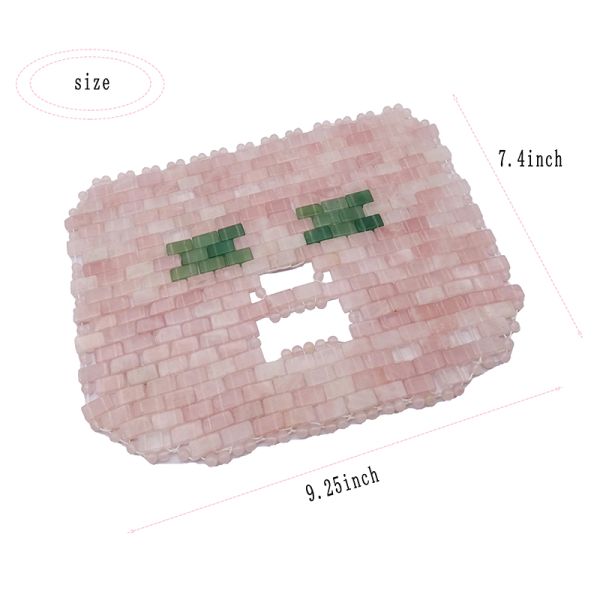 7.4*9.25inch Rose Quartz Jade Mask Eye Massager Natural Stone Face Massager Sleep Mask For Beauty Masssage Function