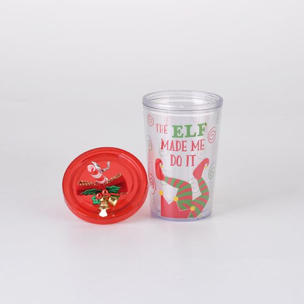 10oz Double-layer Plastic BPA FREE Straw Drinking Water Cup with Cute Design Style