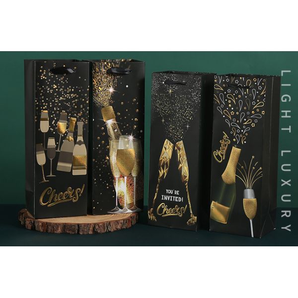Luxury 210gsm White Cardboard Paper Gift Bag Wine Packing Hot - Stamping