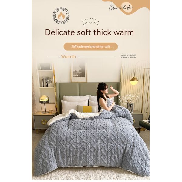 Customized Color Thickened Warm Lamb Fleece Quilt for Sustainable Chemical Fiber Quilt