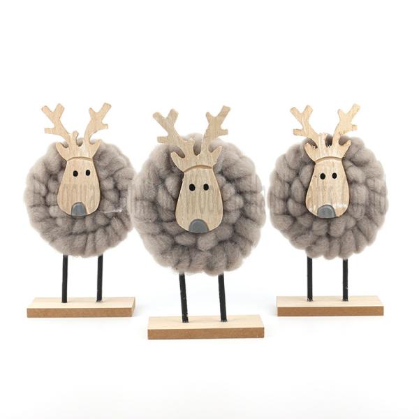 Handmade Yarn-Wrapped Wooden Christmas Ornaments Tree Reindeer Decor