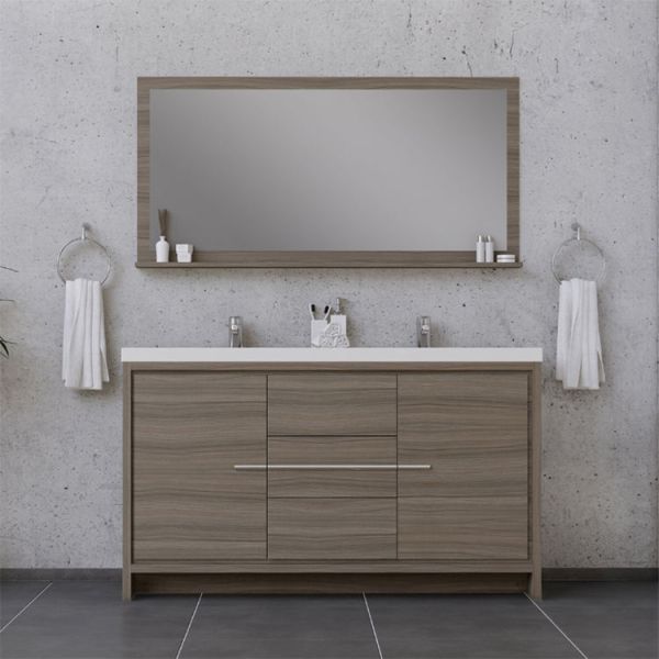 Freestanding Double Sink Vanity , Design Solid Wood Bathroom Vanity Units