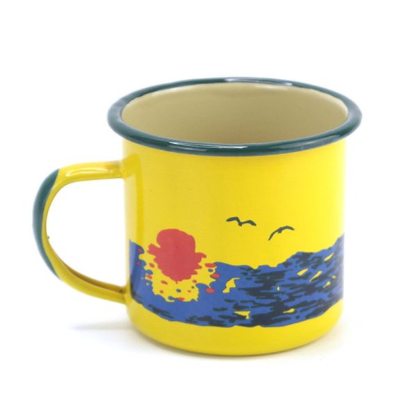 Classical Style Carbon Steel Enamel Coffee Cup Custom Retro Souvenir Enamelled Mug Travel Coffee Enamel Mugs