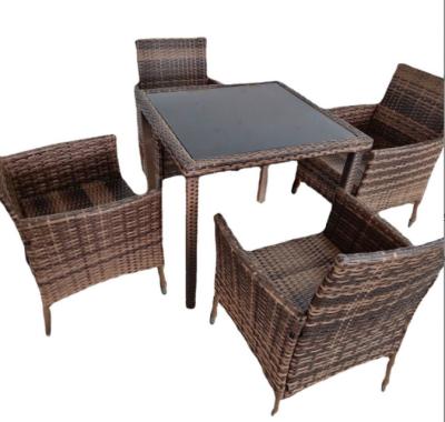 5 peças Patio Outdoor Wicker Set de Jantar Rattan Desmontável Estilizado Confortável