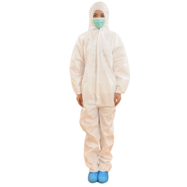 Free Sample Disposable Hooded Coveralls With Pp / Sms / Sf Material