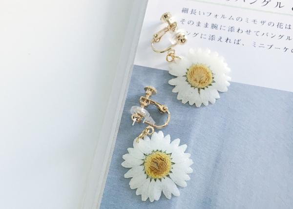 3 Days Quick Delivery Whole Sale Daisy World Spanish Style Earrings Clip With Real Daisy