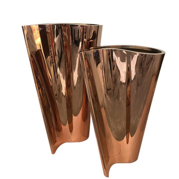 Modern decorative metal rose gold plant box flower pot