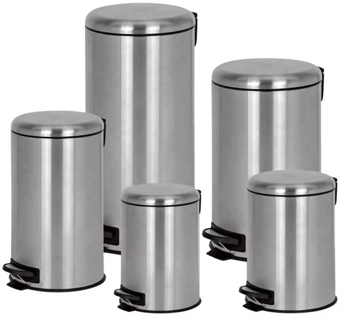 Stainless Steel Trash Can With Foot Pedal Soft Close Lid Home Houseware