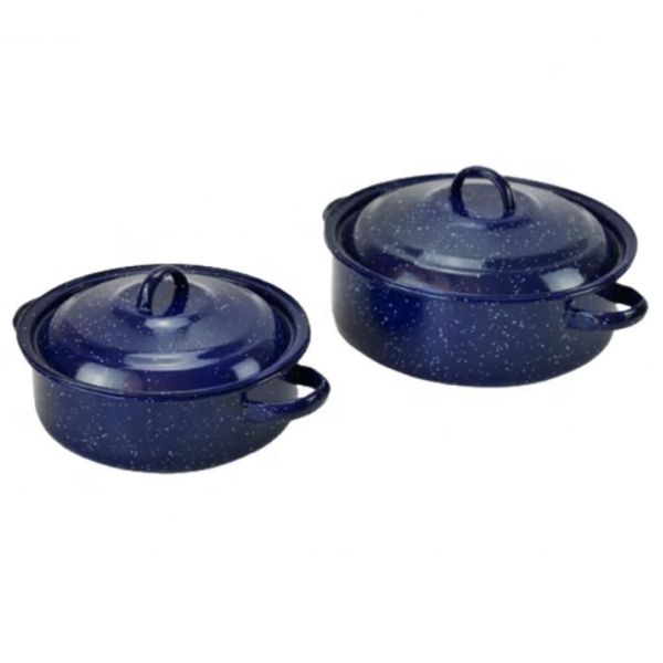 Enamel Steel Camping Cookware Sets Pots And Pans 1000ml 6000ml Classic Style Design