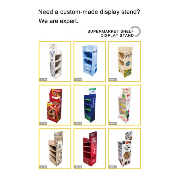 Stationery Promotion Cardboard Display Units Retail Flooring Stand Customized