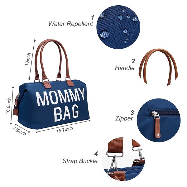 Waterproof Diaper Tote Bag For Baby Boy Cute Mom Travel Large 15x7x10