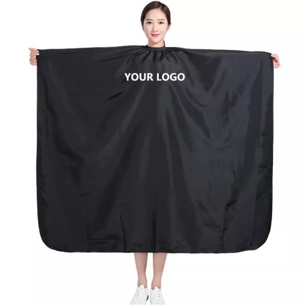 Barber Cape Large Size With Adjustable Snap Closure Waterproof Hair Cutting Salon Cape For Men, Women And Kids Black
