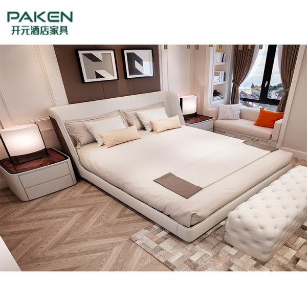 Personalize a cama moderna do estilo de Furniture& do quarto moderno da mobília da casa de campo com cor do marfim