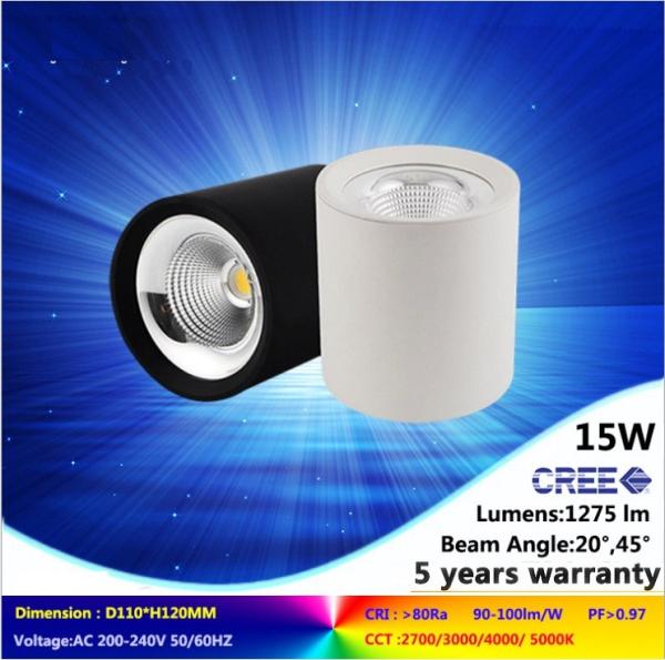 4000K 15W LED down light NEW ceiling lamp mounted CREE COB with 5 years  guarantee period