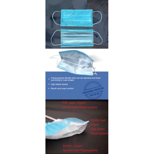 Medical Disposable Blue Color 3 Ply Surgical Face Mask With CE Mark