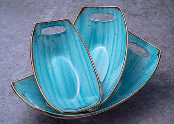 Nordic Style 9.25 11.25 Ceramic Dinner Plate With Handle
