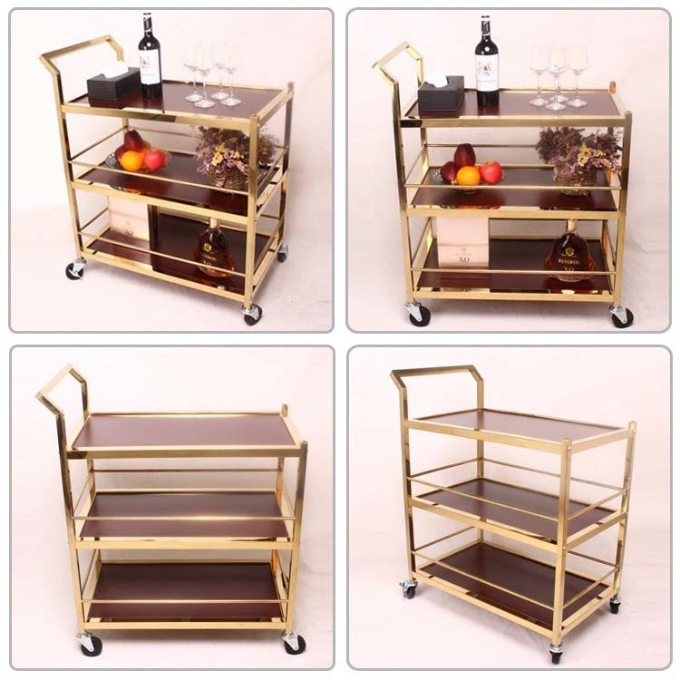 Foods and Beverages Stainless Steel Food Serving Trolley with Customized Caster Size