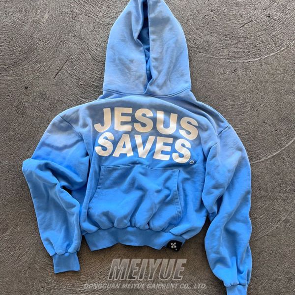 Vintage Gradient Color Acid Wash Pullover  Silk Screen Hoodies Anti Pilling