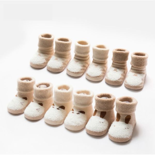 Newborn infant winter baby socks thick and warm organic cotton baby socks