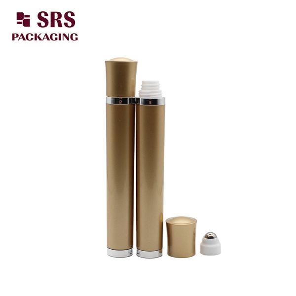 SRS Plastic Gold Color Vibrating Roller Ball Bottle 10ml for Eye Cream