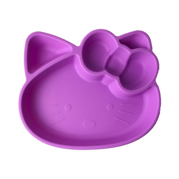 Cartoon Kitten Shape Silicone Feeding Sets Bpa Free Baby Plates