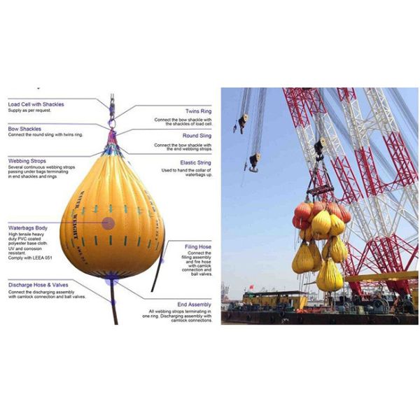 Оффшорные конструкции Кранные испытательные водяные мешки, ПВХ высококачественные водопроводные испытательные мешки