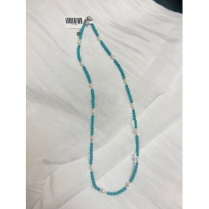 New design good quality Classic Beaded Necklace Blue Necklace With Fresh Water Pearl Blue Turquoise Pearl Necklace