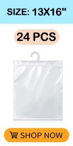 Pack Hanging Storage Bags, Large Hook 10 X 12.5-Inch Clear Plastic Bags For Classroom, Library, And Pharmacy Use