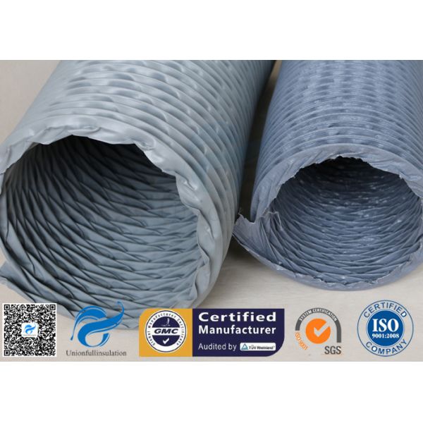 Шланг серого цвета 200ММ ткани стеклоткани воздуховода ХВАК гибкий покрытый ПВК водоустойчивый