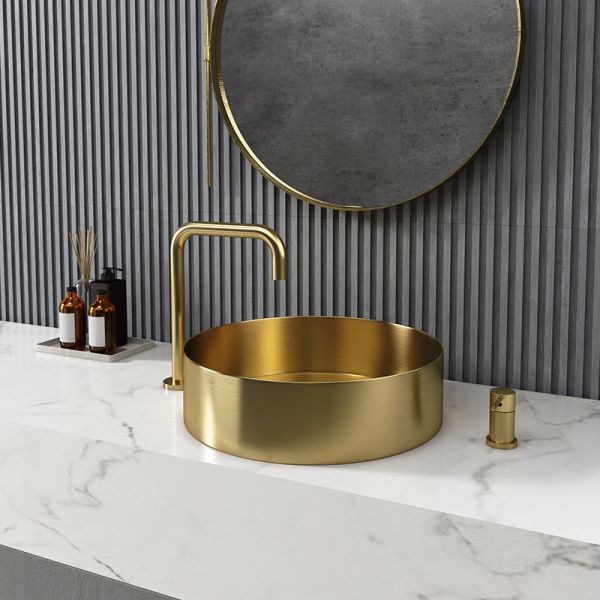 Luxury Round Stainless Steel Water Basin Premium 304 Grade 41x41cm Artisan Bathroom Sink