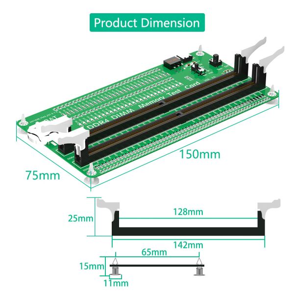 Computer Motherboard Memory Slot 2x DDR4 DIMM Memory RAM Test Diagnosis Adapter
