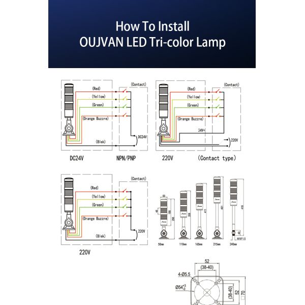 Luces indicadoras de estado de la máquina multicapa ABS 24v DC para máquinas herramienta CNC