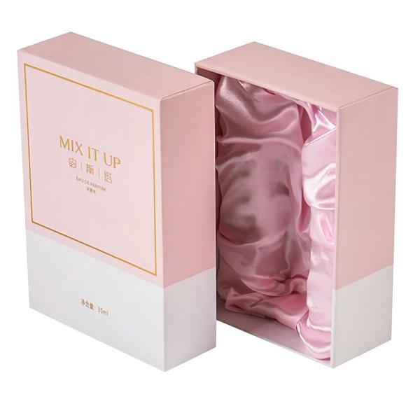 Boîte d'emballage cosmétique personnalisable Boîte d'emballage de bouteille de parfum en carton rigide avec insert en satin