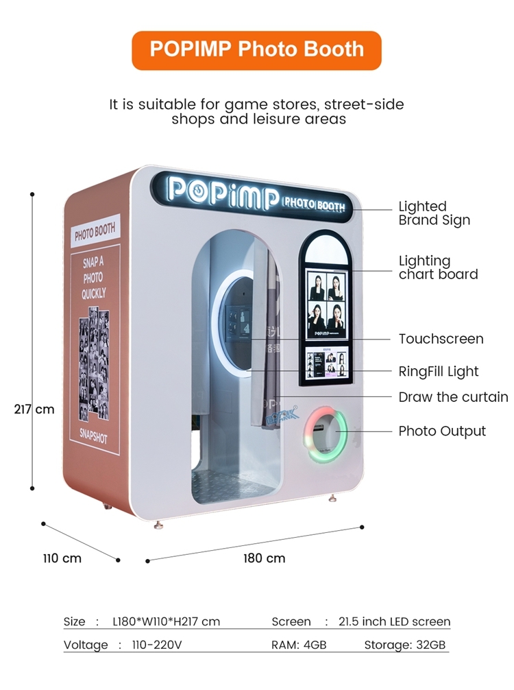 Smart Photo Booth Machine Self Service Photo Printing Kiosk