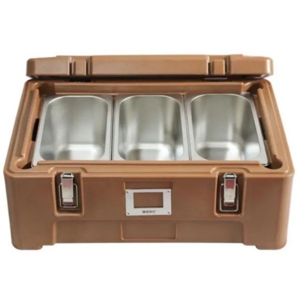 Top Loading Food Pan Carrier 25L Coffee Mobile Hot Food Transportation Boxes For Food Delivery Service Providers