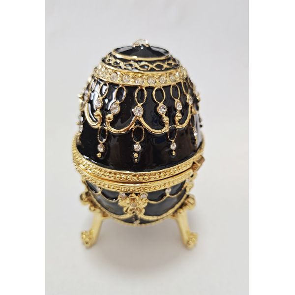 Faberge Egg Jewelry Box Series Hand Painted Jewelry Trinket Box with Rich Enamel EggBox Sparkling Rhinestone Unique Gift
