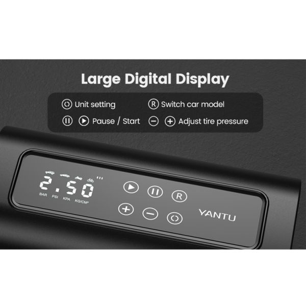 YANTU A23 Portable Wireless Rechargeable Tire Inflator 12V Electric Automatic Silent