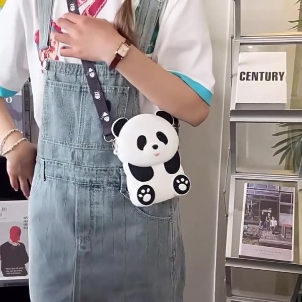 Panda прочный компактный силиконовый монетный пакет с застежкой кроссбоди плечевая сумка монета кошелек сумка школьные канцелярские принадлежности