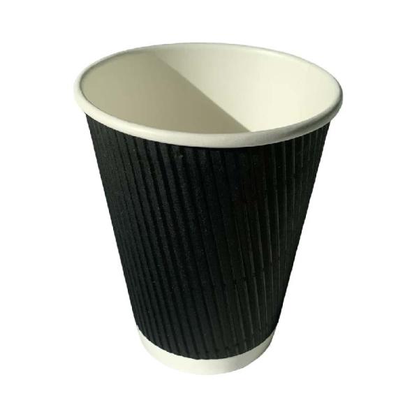 PE Coating Ripple Wall Coffee Cups 12 Oz Single Use Heat Insulation