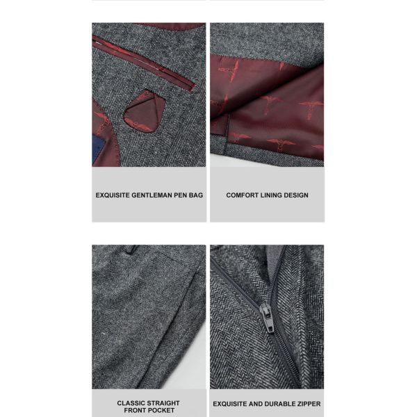Logo Suit for Men Slim Fit End Gray Wool/Silk Business Casual Formal Wedding Dress Jacket