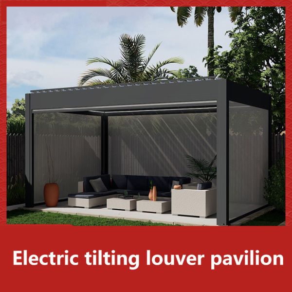 Aluminum Alloy Electric Flip Louver Pavilion The Outdoor Shade is Durable And Stylish Suitable for Garden Terrace Use