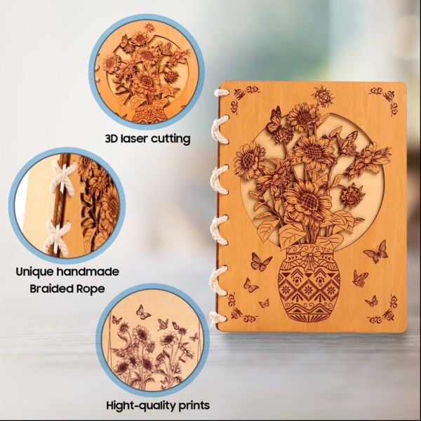 Carte en bois de tournesol avec un design unique pour un anniversaire de mariage Carte d'anniversaire joyeux Carte de voeux en bois pour montrer votre gratitude