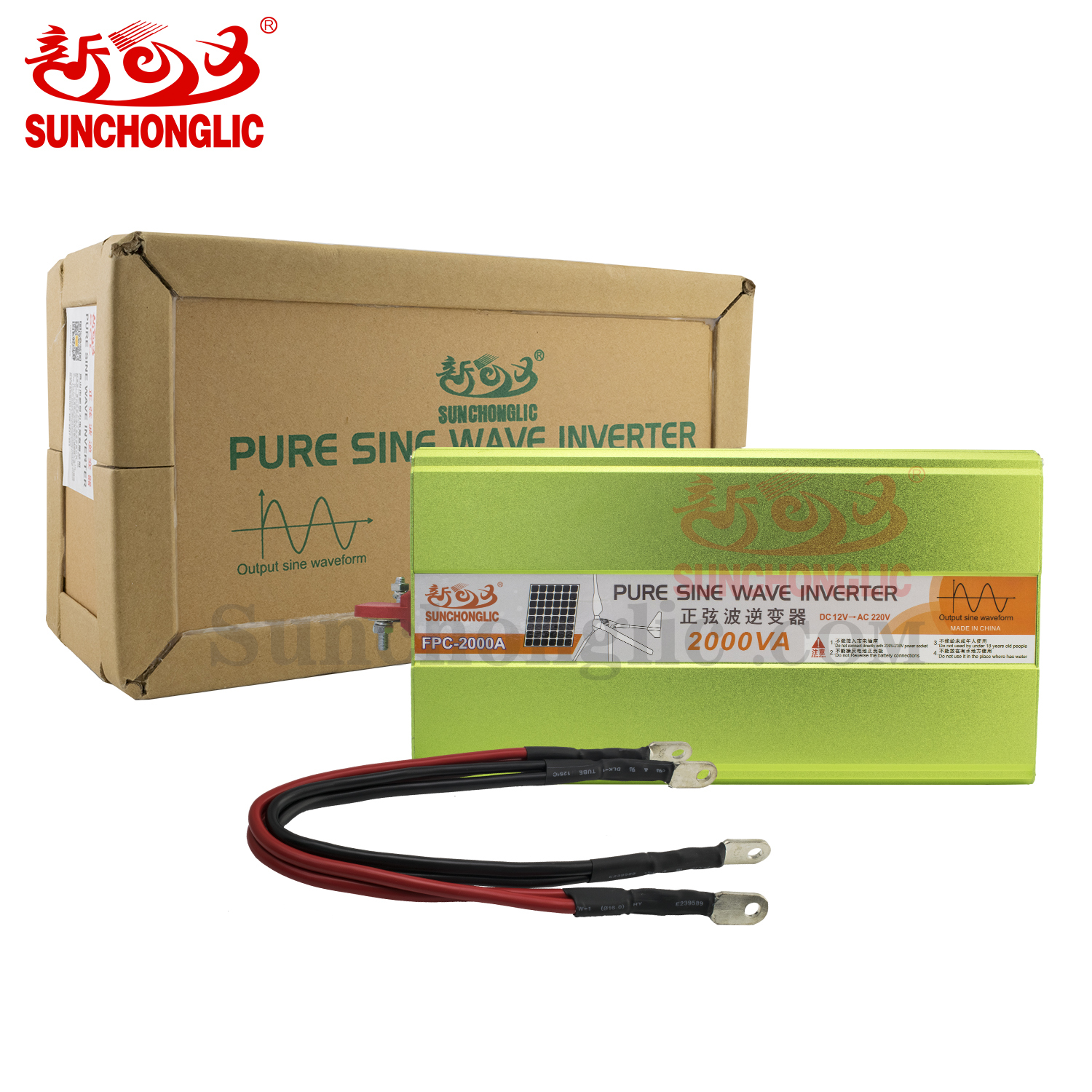 FPC-2000A Pure Sine Wave Inverter 2000W Continuous 4000W Surge Peak with 94% Efficiency for Solar Off-Grid Systems