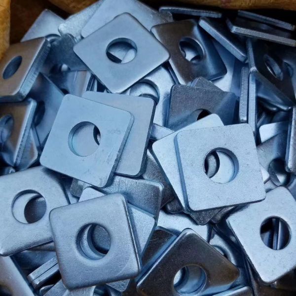 Lavadora plana rectangular revestida de zinco, de aço galvanizado, de 3/8