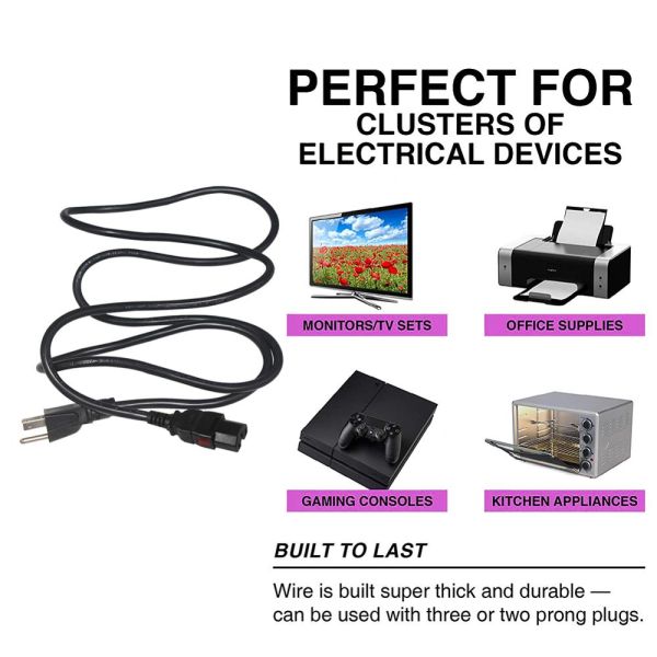 NEMA 5-15 к IEC C15 Электрический кабель 16AWG-18AWG для компьютеров