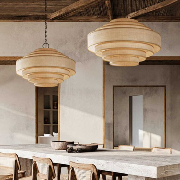 Living Dining Bedroom B&B Decoration Home Pendant Lights Indoor Lighting Fixtures Japan Style Wabi Sabi Fabric Chandelier (WH-VP-303)