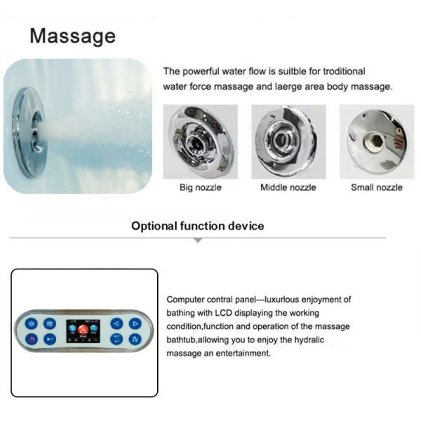 2 синее стекло ванны 1560mm SPA водоворота гидролечения человека на открытом воздухе