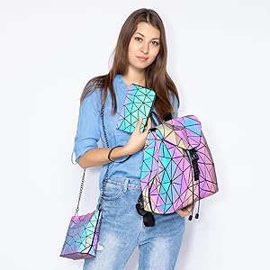 Geometric Luminous Purses And Handbags For Women Holographic Reflective Crossbody Bag Wallet Wholesale Custom Logo Holographic Beach Bag Waterproof Laser Women Shopping Bag Shoulder Tote Bag