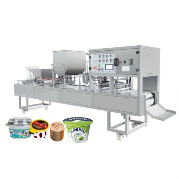 Automatic Fill Seal Packing Machine Dual Head Cup Filling Sealing Machine Temperature Control